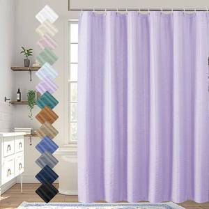 lot 3595 image: Aiyufeng Light Purple Shower Curtain for Bathroom, Embossed Textured Fabric Shower Curtain for Bathroom - Soft Cloth & Hotel Spa, Machine Washable, 72X72, Light Purple