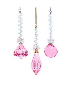 lot 3620 image: Kurt Adler Faux Pearl Drop Gems - 5.5 Inch Pink Acrylic Christmas Tree Ornament Set of 3