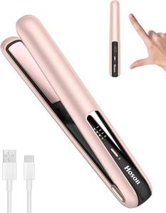 lot 3623 image: Cordless Flat Iron,Portable Mini Hair Straightener Travel for Bangs,Short Hair, Rechargeable Curling Iron for Touch Ups (Pink)