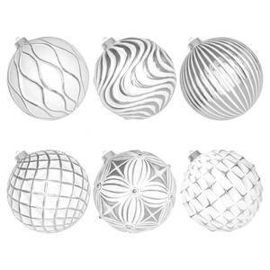 lot 3640 image: Lanpn 6 Pcs 6 Large Christmas Balls Ornaments, Outdoor Xmas Tree Hanging Decorations, Shatterproof Christmas Ball Ornament Set for Home Winter Holiday, Assorted Relief Pattern, White & Silver
