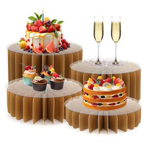 lot 3641 image: Buffet Risers Food Risers for Buffet Table Acrylic Risers Display Stands Tall Cake Stands Cylinder Stands for Party Pedestal Cake Stand Dessert Table Display Set Cupcake Stands Cupcake Display (Golden)