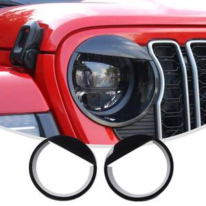 lot 3648 image: Linksip Angry Eye Headlight Covers Compatible with 2024 2025 Jeep Wrangler JL 4XE & Gladiator JT Sport Rubicon Sahara Willys Mojave, Head Lamp Angry Bird Bezel Rings, Exterior Accessories(Black)