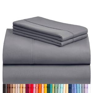 lot 3649 image: LuxClub 4 PC Queen Sheet Set, Queen Size, Deep Pockets 18 Wrinkle Free Cooling Bed Sheets Machine Washable Hotel Bedding Silky Soft - Light Grey Queen