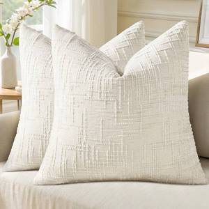 lot 3659 image: decorUhome Spring Cream White Chenille Euro Sham Throw Pillow Covers 22x22 Set of 2 Textured Soft Cozy Slubby Couch Pillow Covers Modern Farmhouse Boho Decorative Pillow Cases for Bed Sofa Living Room