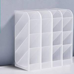 lot 3686 image: PeoTRIOL Pen Organizer, Pencil Holder, Multi-Functional Stationery Desk Organizer Makeup Lipsticks Storage for Office, School, Home Supplies Set of 4, 16 Compartment
