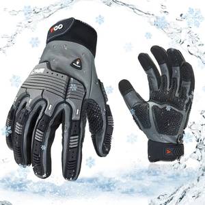 lot 3687 image: Vgo... 1 Pair -20-4F COLDPROOF Winter Work Leather Gloves, Impact Gloves, Anti-Vibration, Water Resistant (XXL, Gray, CA7722FW)