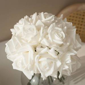 lot 3691 image: DUYONE Artificial Roses Single Stem 10pcs Fake Silk Flower Arrangement Bouquet for Home Party Wedding Decoration(White)
