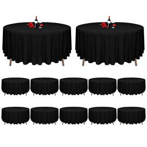 lot 3694 image: MTREO 10 Pack Black Round Tablecloths 90 Inch Round Tablecloth Wrinkle Resistant Washable Polyester Fabric Table Cloth Decorative Table Cover for Wedding Party Restaurant Buffet