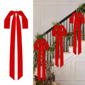 lot 3709 image: Aneco 12 Pieces Large Red Velvet Christmas Bows 35 x 16 Inch Christmas Swag Bow Pre Tied Fence Staircase Wreath Bows Holiday Tree Topper for Xmas Home Door Outdoor Decorations