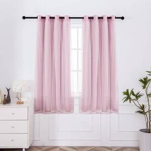 lot 3723 image: INLINAS Pale Pink Blackout Curtains with Sheer Overlay - Grommet Top Thermal and Noise Reduction Panels for Bedroom and Living Room Light Blocking and Energy Saving, 52 x 63 Inches, Set of 2