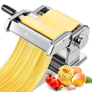 lot 3733 image: Sailnovo Pasta Maker Machine, 180 Roller Pasta Maker, 9 Adjustable Thickness Settings 2-in-1 Noodles Maker with Rollers and Cutter, Perfect for Spaghetti, Fettuccini, Lasagna or Dumpling Skin Silver