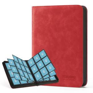 lot 3735 image: Trading Card Binder, 9 Side Loading Pocket Card Album Hold Up to 540 Cards, Zipper Binder for Cards Collection, TCG Card Holder for Game Card, Sports Card, Yugioh, MTG etc. Red 9