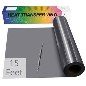 lot 3741 image: HTVRONT HTV Vinyl Rolls Heat Transfer Vinyl - 12 x 15ft Dark Grey HTV Vinyl for Shirts, Iron on Vinyl for All Cutting Machines - Easy to Cut & Weed for Heat Vinyl Design (Dark Grey)