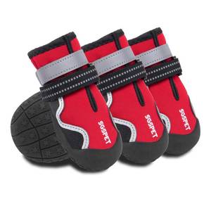 lot 3747 image: SGSPET Dog Shoes, Waterproof Dog Boots & Paw Protectors with Anti-Slip Sole, 4pcsSet Pet Dog Booties, Reflective Dog Shoes for Small Medium Large, Winter Snowy Summer Hot Pavement(Red,1# (3XS)