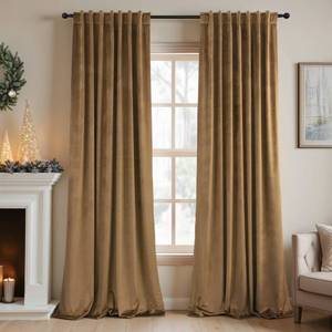 lot 3748 image: Velvet Curtains 84 Inch Length 2 Panels Set Gold Brown Light Blocking Thermal Insulated Room Darkening Window Drapes Soft Luxury Curtain for Living Room Bedroom Back Tab Pleated Pocket 7ft Long Golden