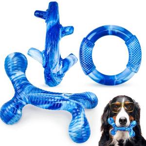 lot 3750 image: Furdog 3Pack Dog Toys for Aggressive Chewers Dog Chew Toy Tough Dog Toys to Keep Them Busy Bacon Flavor Teething Chew Toys & Dental Health for Large Medium Small Breeds (Blue)