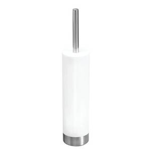 lot 3752 image: iDesign Slim Toilet Bowl Brush and Holder for Bathroom Storage - WhiteBrushed Stainless Steel, 1 x Toilet Brush