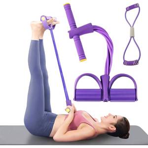 lot 3756 image: Fitness Resistance Bands-6 Tube, Resistance Bands with Foot Loops, Sit Up Training Band, Upgraded Smart Stirrup Puller,Fitness Pedal Ankle Puller, Pedal Puller Rope (Purple)