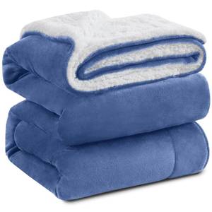 lot 3762 image: KAWAHOME Sherpa Fleece Twin Size Blanket for Bed - Extra Warm and Heavy Thick Blankets for Winter, Super Soft 500GSM Plush Blanket, 66X 90 Washed Blue