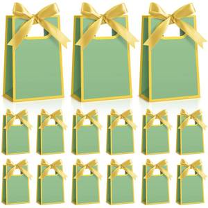 lot 3774 image: Kolldenn 24 Pcs Small Gift Bags with Bow 6.3 x 3.9 x 2.8 Inch Thank You Gift Bags Elegant Mini Paper Bag with Handles for Wedding Bridal Birthday Baby Shower Bridesmaid Party Favors(Green)