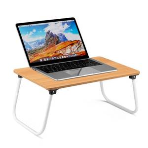 lot 3793 image: Ruxury Folding Lap Desk Laptop Stand Bed Desk Table Tray, Breakfast Serving Tray, Portable & Lightweight Mini Table for Sofa Couch Floor - Brown Wood