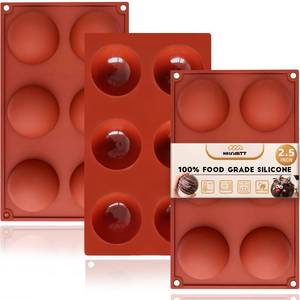 lot 3807 image: Hot Chocolate Cocoa Bomb Molds Hemisphere Silicone 2.5 Inch 3 Pack, Semi Ball Mould 6 Cavity Large Circular, BPA Free Non-Stick Half Sphere Holiday Valentine DIY Cake Jelly Dome Mousse