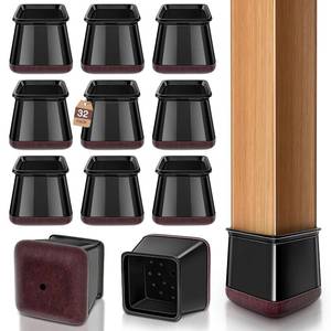 lot 3825 image: Chair Leg Floor Protectors Square Chair Leg Protectors for Hardwood Floors Silicone Caps Felt Strengthen Bottom Protection Anti-Scratch Reduce Noise 32 Pack Black Square M Fit1316 to 1 (20-26mm)