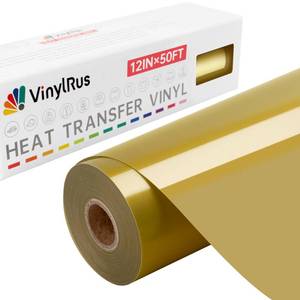 lot 3826 image: VinylRus Heat Transfer Vinyl-12 x 50ft Gold Iron on Vinyl Roll for Shirts, HTV Vinyl for Silhouette Cameo, Easy to Cut &amp Weed
