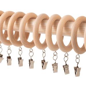 lot 3833 image: Beechwood Curtain Rings with Clips,Farmhouse Drapery Clips 1.81 Inner Diameter for 1.1-1.5-inch Rods (24, Inner Dia 1.81 in)