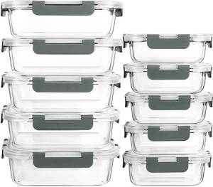lot 3861 image: 10-Pack Glass Meal Prep Containers with Lids, MCIRCO Food Storage Containers with Snap Locking Lids, Airtight Lunch Containers, Microwave, Oven, Freezer and Dishwasher