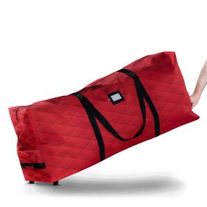 lot 3864 image: ZOBER 600D Oxford Fabric Large Rolling Christmas Tree Storage Bag - Fits 9 Ft Artificial Trees - Waterproof Christmas Tree Bag For Storage Box For Xmas, Durable Handles and Wheels - Quilted Red