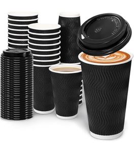 lot 3790 image: Dailylife 16oz Disposable Coffee Cups with Lids - 200 Count