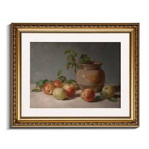 lot 3870 image: InSimSea Gold Framed Wall Art, Vintage Apple Jar Kitchen Wall Shelf Decor, Still Life Canvas Print Art, Dining Room Home Farmhouse Decor, Antique Paintings with Picture Frame 13x16inch