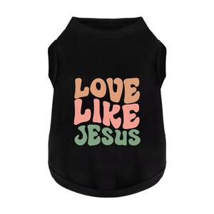 lot 3887 image: Discover Cozy Cotton Canine Wear Soft, Lightweight, and Breathable Dog Shirt Vest with Eye-Catching Graphics(Love Like Jesus), Keeping Your Furry Friend Warm and Comfy Black XL