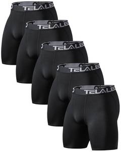 lot 3891 image: TELALEO 5 Pack Compression Shorts for Men Spandex Sport Shorts Athletic Workout Running Performance Baselayer Underwear Black S
