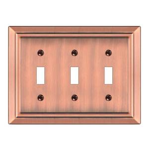 lot 3894 image: Dyekou Metal Wall Plate for Electrical Outlets, Decorative Antique Copper Switch Plates Outlet Cover, Light Switch Cover Plate, 3-Gang Wall Plates (Triple Toggle, 1 Pack)