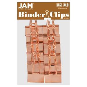 lot 3900 image: JAM PAPER Colorful Binder Clips - Large - 1 12 Inch (41 mm) - Rose Gold Binderclips - 12Pack