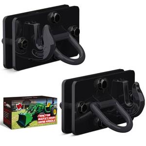 lot 3910 image: AMBULL 2 Pack Tractor Bucket Hooks with Tie Down Ring, Grade 70 Forged Steel Bolt On Grab Hook Tow Hook Mount with Backer Plate, Work Well for Tractor Bucket, RV, UTV, Truck, Max 15,000 lbs Black