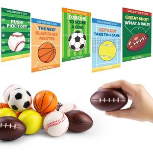 lot 3917 image: AT-DRESSINGDAY 24 Pack Valentines Day Gifts for Kids Valentines Cards With Sports Squeeze Balls Valentines Exchange Cards for Boys Girls School Classroom Prizes Party Favors