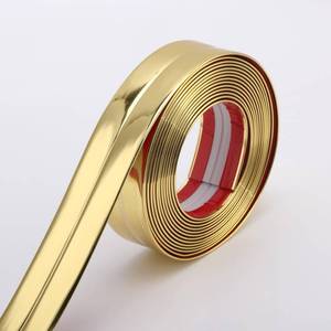 lot 3922 image: Trimold Multifunctional Wall Molding Trim & Corner Guards & Caulk Strip, Apply in Table Edge Door Frame Baseboard for Protection and Decoration, Shiny Gold, 16.4ft x 1.6in