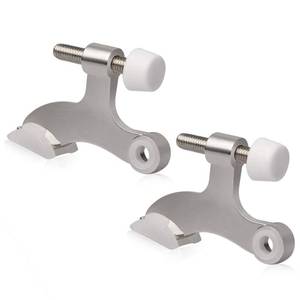 lot 3923 image: KOVOSCH 2 Pack Hinge Pin Door Stopper Brushed Satin Nickel - Adjustable Heavy Duty Hinge Pin Door Stop with White Rubber Bumper Tips