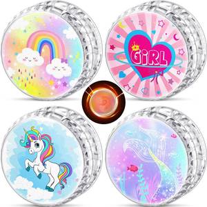 lot 3925 image: Lewtemi 4 Pack Yo Yo for Kids LED Light up Easter Beginner Unicorn Pink Rainbow Heart Mermaid Yoyo for Kids Responsive Ball Toys Girls Ages 4-12 Gifts