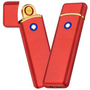 lot 3930 image: Electronic Lighter, Smart USB Rechargeable Lighter, Cool Electric Lighter Portable Dual Sided Ignition Windproof Flameless Lighter Lightweight Plasma Lighter for Indoor Outdoor(Red)