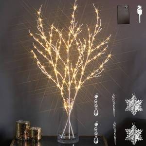lot 3948 image: LITBLOOM Lighted Willow Branches Iredescent Glittered 32IN 120 LED with Timer Battery Operated and USB Plug in, Tree Branch with Fairy Lights for Home Room Christmas Decoration