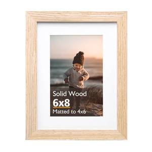 lot 3957 image: KINLINK 6x8 Picture Frame, Natural Solid Wood Frame with Acrylic Plexiglass for Pictures 4x6 with Mat or 6x8 without Mat, Tabletop and Wall Mounting Display Photo Frame 1 Pack