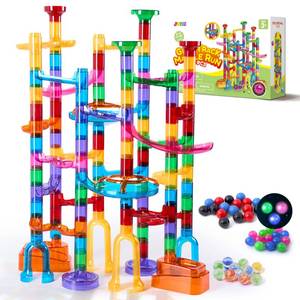 lot 3970 image: JOYIN 137Pcs Glowing Marble Run - Construction Building Blocks Toys with 15 Glow in The Dark Plastic Marbles, STEM Toy Presents for Boys and Girls, Birthday Gifts, Easter Basket Stuffers