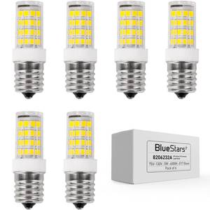 lot 3989 image: BlueStars 6 Packs 5W E17 LED Bulb 8206232A Dimmable LED Light Bulbs, 6000K Cold Daylight, 40W Equivalent, 75V-130V, 400 lumens for Refrigerator Microwave and Range Hood