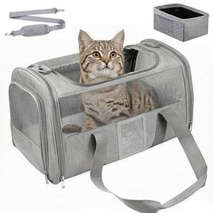 lot 3990 image: SECLATO Cat Carrier Pet Dog Carrier Airline Approved for Puppy Kitten Carriers Under 15lb, Collapsible Soft Sided TSA Approved Travel Carrier-Grey