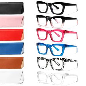 lot 3996 image: ZOECENT 6 Pack Oprah Style Reading Glasses for Women Blue Light Blocking Computer Square Readers with Spring Hinge (Mix Color, 3.50, x)