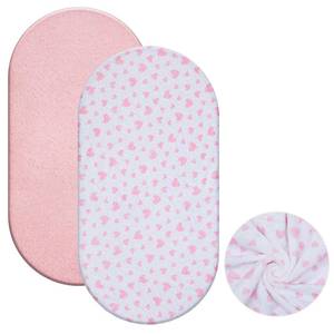 lot 4003 image: Fanfanwin 2 Pack Flannel Baby Bassinet Sheets 33 x 16 Inches Pink and White Soft Christmas Flannel Crib Sheets, Fit for Oval Bassinet Cover